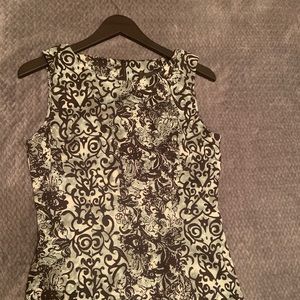 Olive green dress with black print